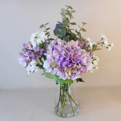 Centerpiece Arrangement | Mauve Artificial Hydrangeas & Eucalyptus - HYD022
