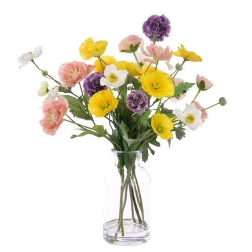 Artificial Flower Arrangements | Poppies and Garden Flowers 50cm - POP004 4C