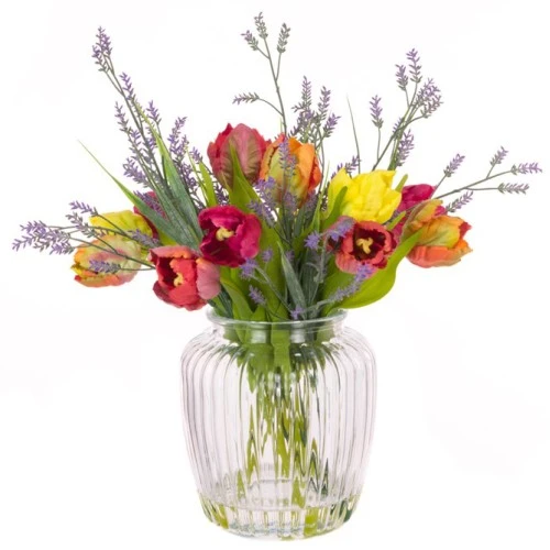 Artificial Flower Arrangements | Tulips and Lavender Vase - TUL001 2B