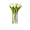 Artificial Flower Arrangements | White Faux Tulips in Glass Vase - TUL003 4A