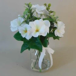 Pansies in Glass Jar 26cm | Artificial Flower Arrangements - PAN003 