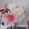 Artificial Flower Arrangement | White Peony and Pink Gerbera - PEO002 