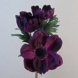 Artificial Anemones Aubergine Plum 45cm - A116 A2