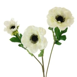 Artificial Anemones Cream 3 Flowers 50cm - A039 A2