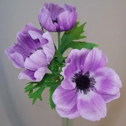 Artificial Anemones Lilac Purple 45cm - A093 E2