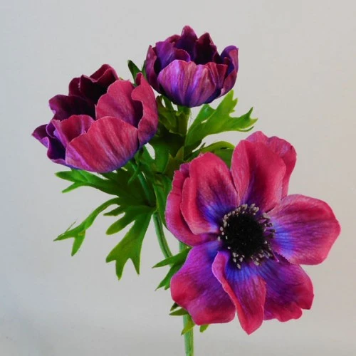Artificial Anemones Purple Flowers 45cm - A091 A2