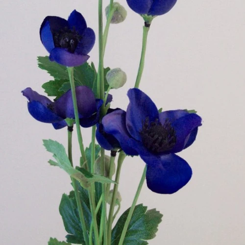 Artificial Japanese Anemones Dark Blue 68cm - A096 A3
