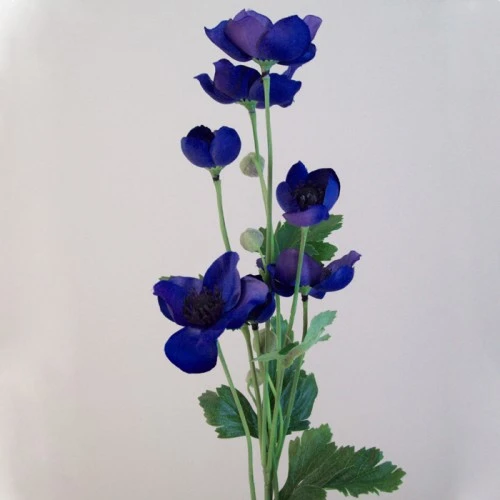Artificial Japanese Anemones Dark Blue 68cm - A096 A3