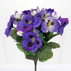 Purple Silk Pansies 25cm - P004 I2