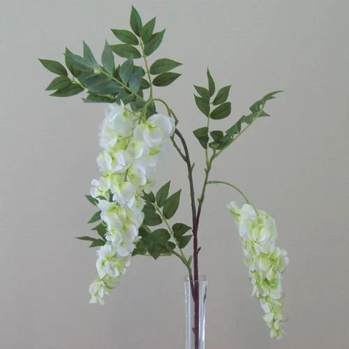 Artificial Wisteria Two White Flowers 70cm - W022A S3