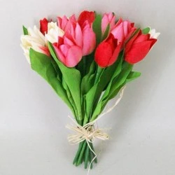 Artificial Tulips Bundle Red Pink Cream 23cm - T035 S