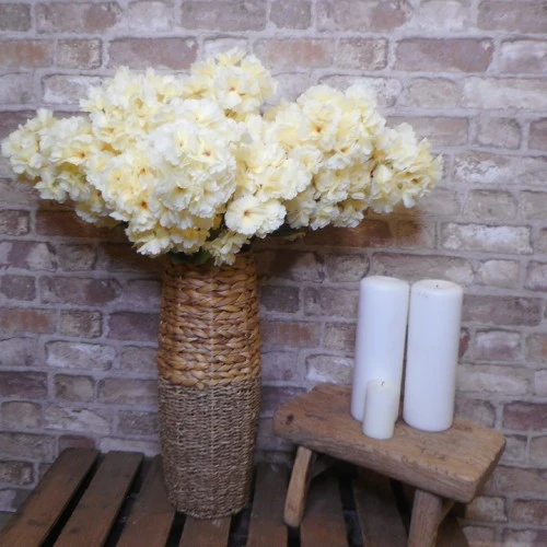 Artificial Cherry Blossom Branch Buttermilk Yellow 73cm - B092 A1