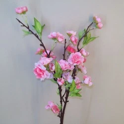 Artificial Cherry Blossom Branch Pink Short Stem 48cm - B036 JJ3