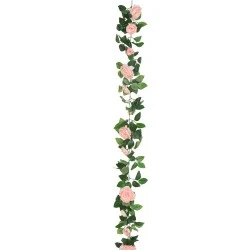 Artificial Camellias Garland Coral Pink Peach 180cm - C026 A4