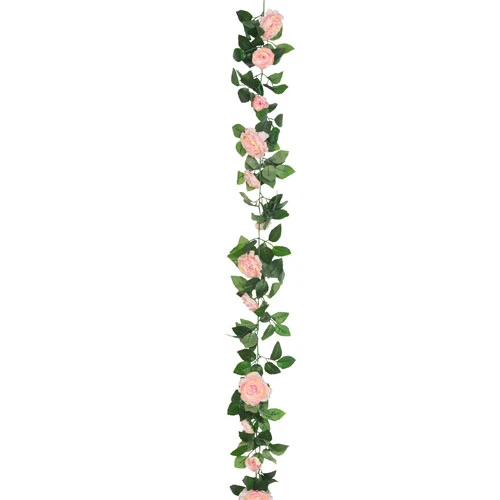 Artificial Camellias Garland Coral Pink Peach 180cm - C026 A4