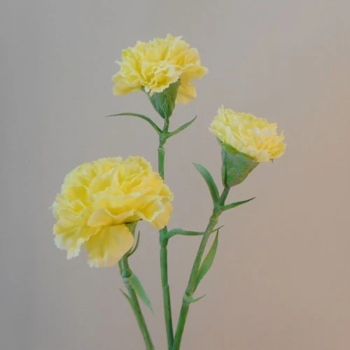 Artificial Spray Carnations Lemon Yellow 60cm - C099 B4