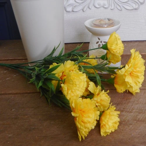 Fleur Artificial Carnations Bunch Yellow 45cm - C257 H2