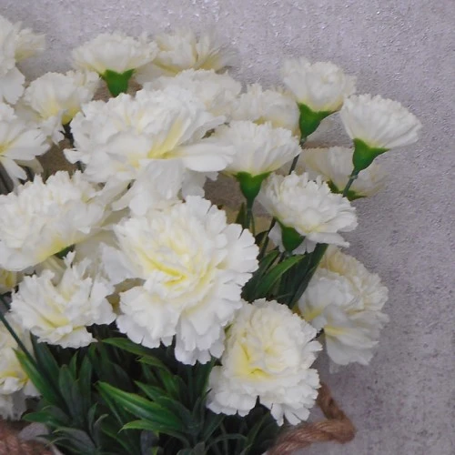 Fleur Artificial Carnations Bunch Cream 45cm - C258 