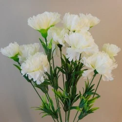 Fleur Artificial Carnations Bunch Cream 45cm - C258 