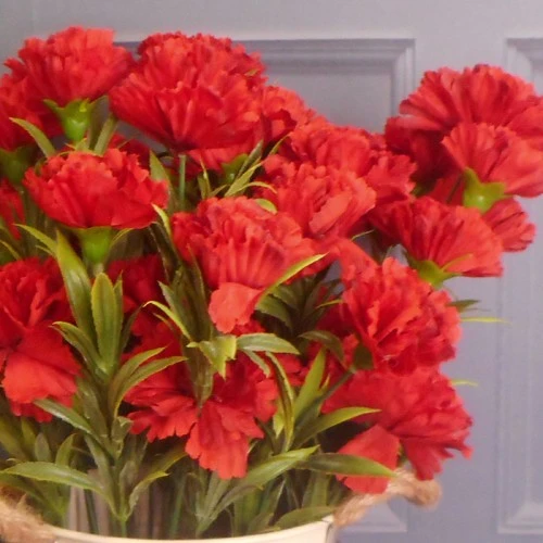 Fleur Artificial Carnations Bunch Red 45cm - C004 BX5