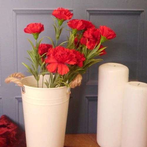 Fleur Artificial Carnations Bunch Red 45cm - C004 BX5