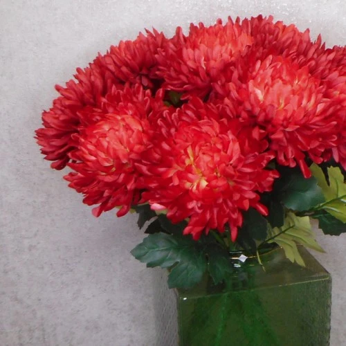 Artificial Bloom Chrysanthemum Red 66cm - C063 D3