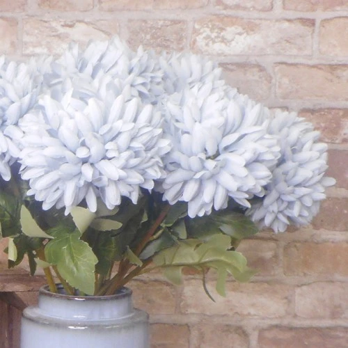 Artificial Pompom Chrysanthemum Duck Egg Blue 65cm - C012 D4