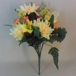 Artificial Chrysanthmums and Alstroemeria Posy Yellow 36cm - R724 U1