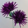 Artificial Spider Chrysanthemums Aubergine with Green Leaves 64cm - S108 D2