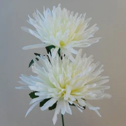 Artificial Spider Chrysanthemums Cream with Green Leaves 64cm - S095 R2