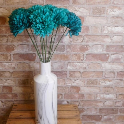 Artificial Pompom Chrysanthemum Teal 73cm - C053 