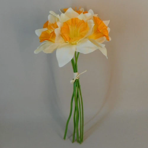 Artificial Daffodils Bundle Cream Orange 6 Stems 34cm - D022 FF2
