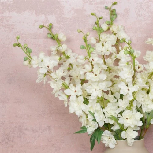 Luxury Ivory Silk Delphinium or Larkspur 72cm - D034 