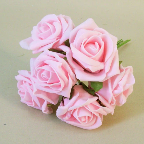 Colourfast Cottage Foam Roses Bundle Baby Pink 6 Pack 24cm - R739 U2
