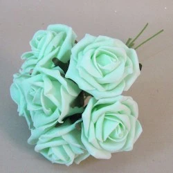 Colourfast Cottage Foam Roses Bundle Pale Mint Green 6 Pack 24cm - R002 FF2