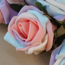 Colourfast Cottage Foam Roses Bundle Unicorn 6 Pack 24cm - R316 R2