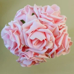Colourfast Foam Roses Large Baby Pink 6 Pack 22cm - R212 N2