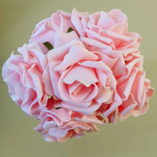 Colourfast Foam Roses Large Baby Pink 6 Pack 22cm - R212 N2