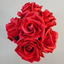 Colourfast Foam Roses Large Red 6 Pack 22cm - R217 S1