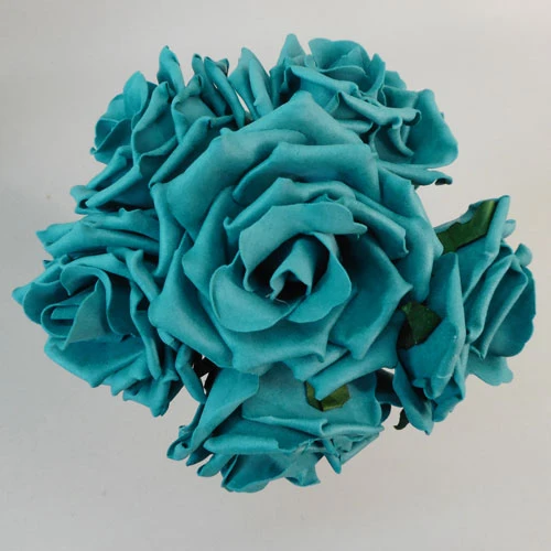 Colourfast Foam Roses Large Teal 6 Pack 22cm - R216 N3