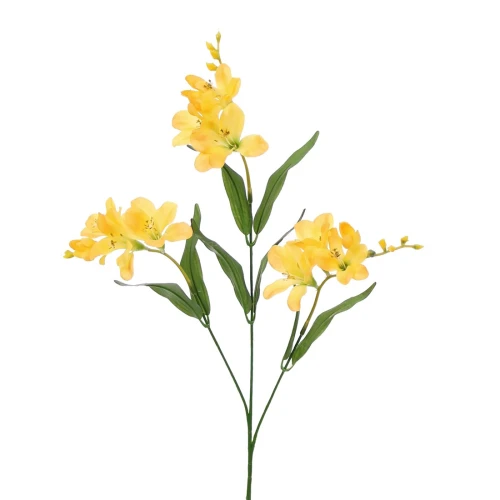 Artificial Freesias Stem Yellow Flowers 73cm - F070