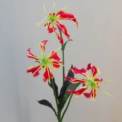 Artificial Gloriosa Flame Lily Red 52cm - G018 E4