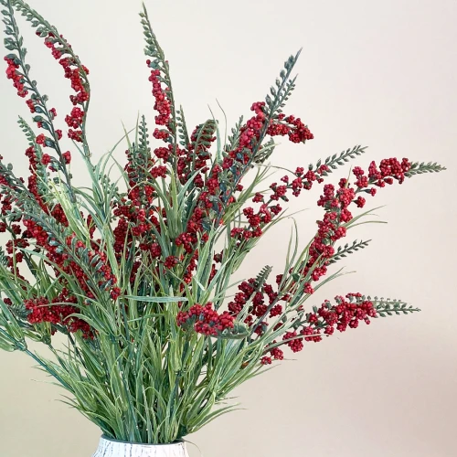 Artificial Heather Plants Red 54cm - H002 DD3