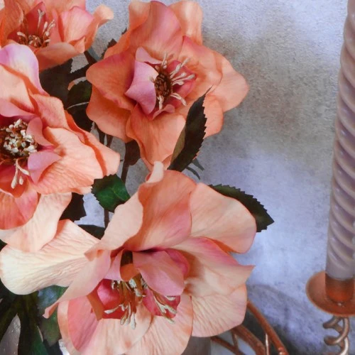 Artificial Hellebore Stem Coral Pink 49cm - H188 E3