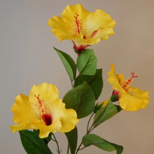 Artificial Hibiscus Spray Golden Yellow 81cm - H154  LL2