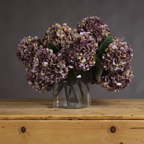 Artificial Hydrangeas Antique Purple and Green 42cm - H012 H1