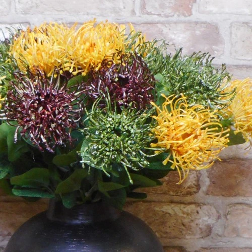 Artificial Leucospermum Protea Yellow 45cm - L044 P1