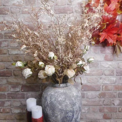 Antique Rose Spray Cream 64cm | Faux Dried Flowers - R234 HH2
