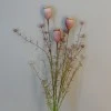 English Meadow Artificial Flowers Poppy Seed Heads Pink 53cm - P251 FF3