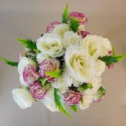 Artificial Roses and Carnations Bouquet Cream Pink 40cm - R093 N2